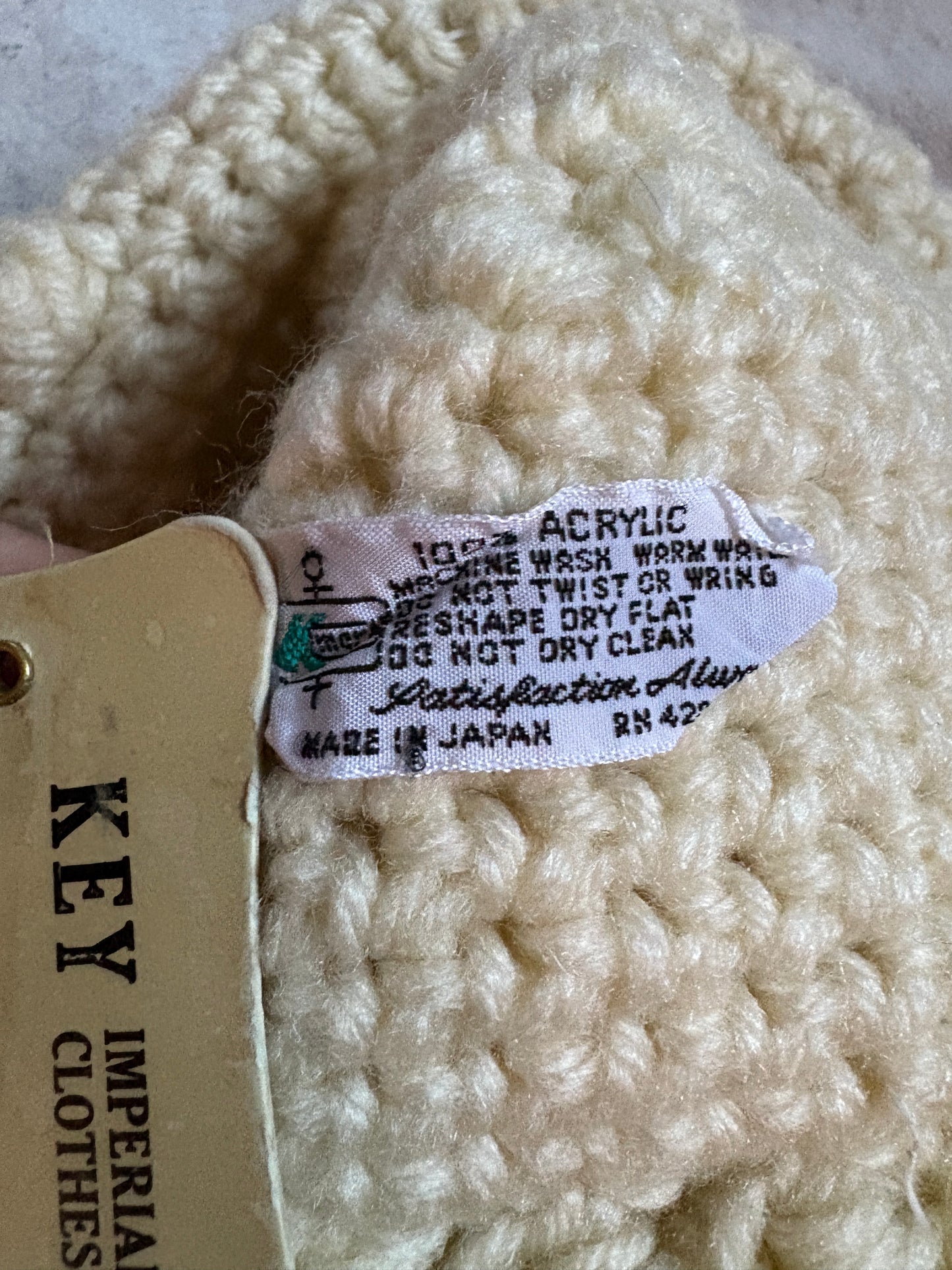 80s Ecru Knit Beanie