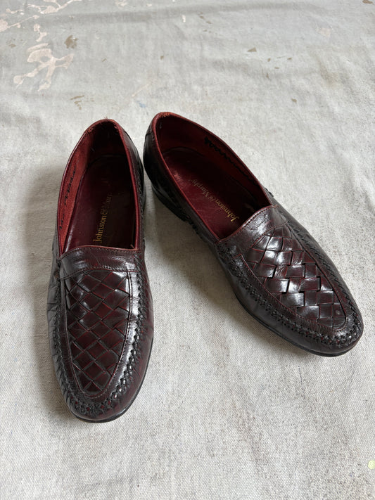 90s Italian Leather Braided Loafers