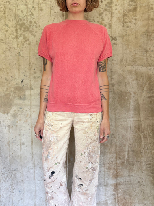 Vintage 80s Blank Bubblegum Pink Short Sleeve Sweatshirt