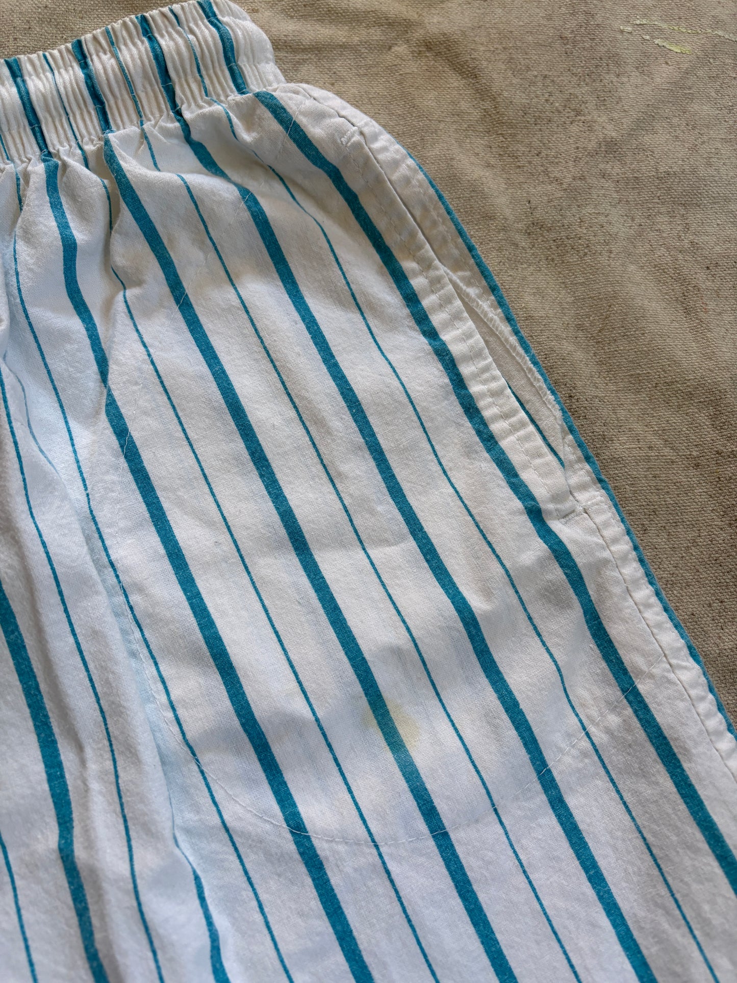 Vintage 80s Turquoise And White Striped Shorts