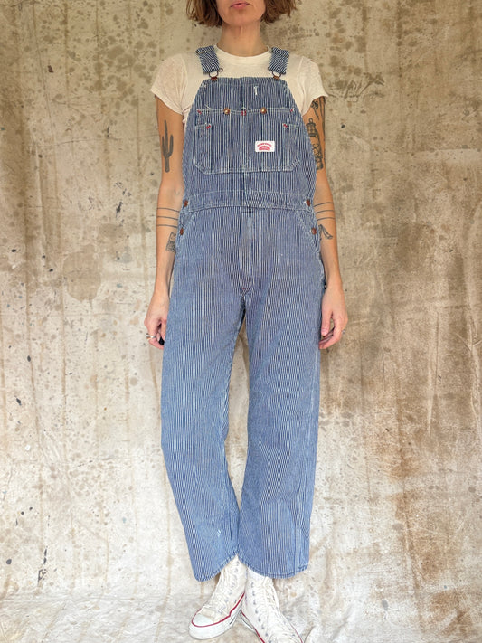 80s/90s Roundhouse Hickory Stripe Overalls