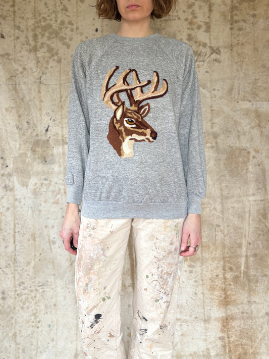 80s Appliqué Deer Sweatshirt