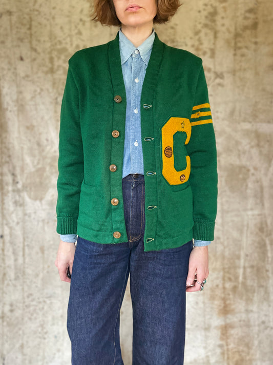 50s Green Letterman Sweater