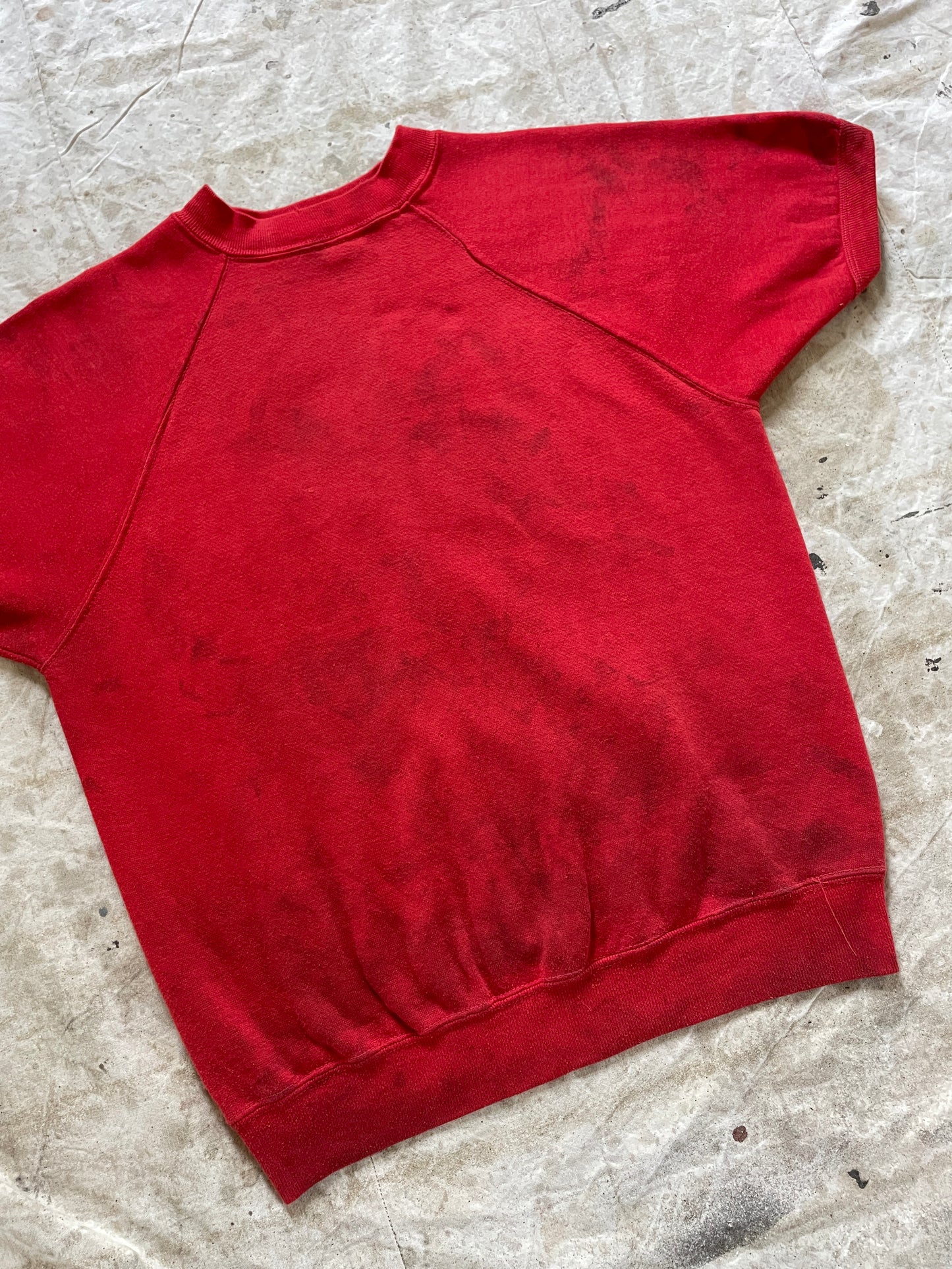 Vintage 70s Blank Red Short Sleeve Sweatshirt