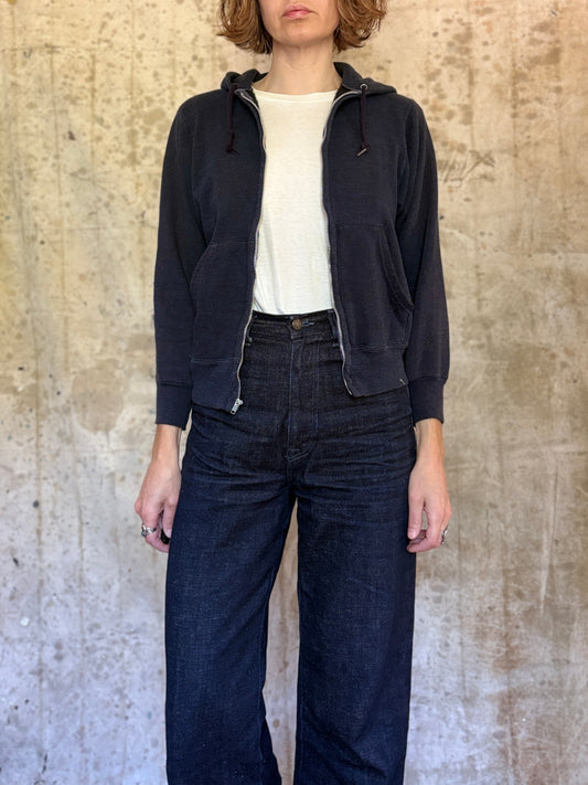 80s Blank Navy Blue Hoodie Sweatshirt