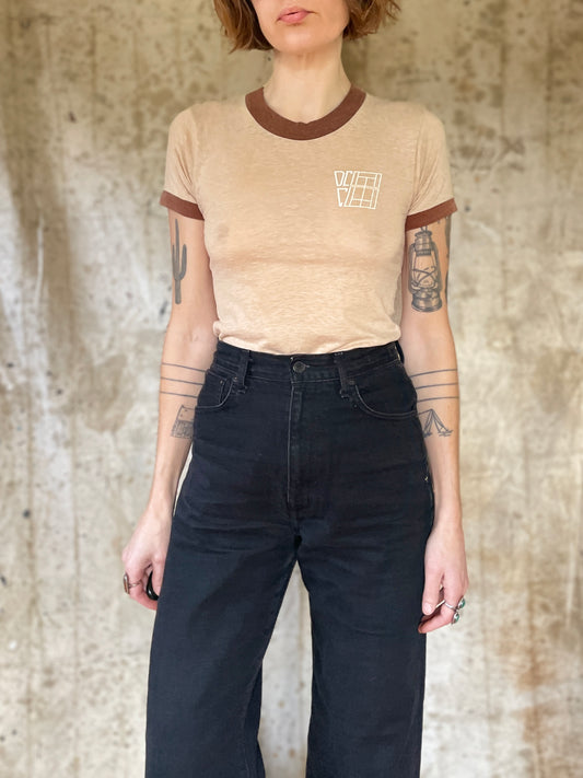 70s Tan And Brown Ringer Tee