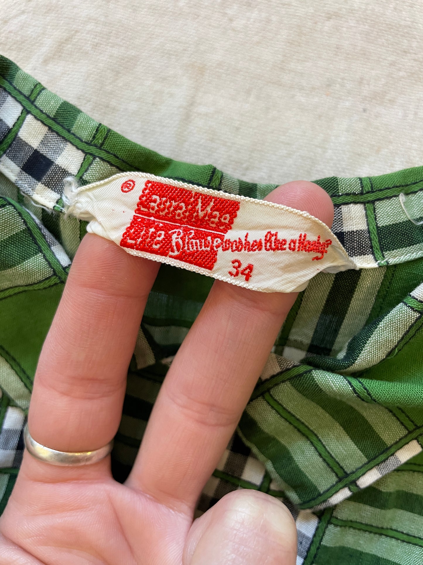 50s Plaid Button Down Sleeveless Shirt