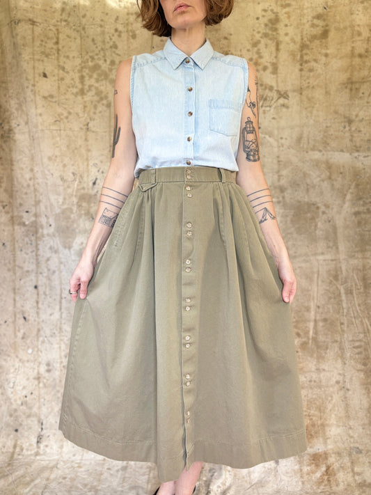 90s Khaki Midi Skirt