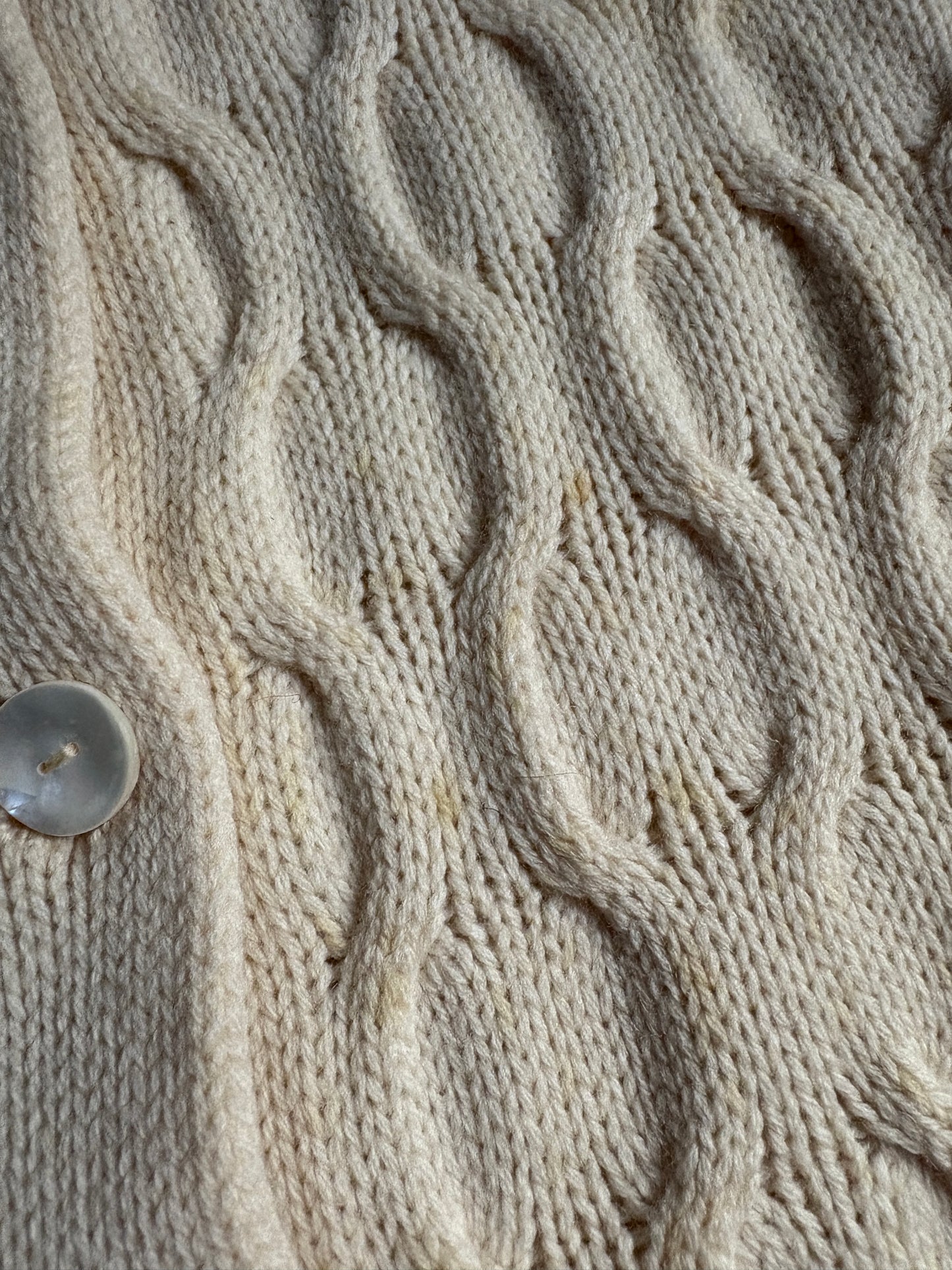 Vintage 70s Ivory Knit Cardigan Sweater
