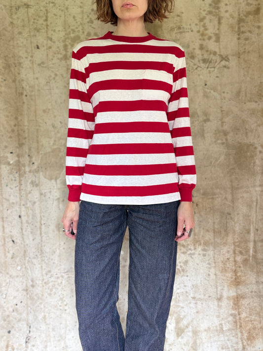 90s Striped Long Sleeve Pocket Tee