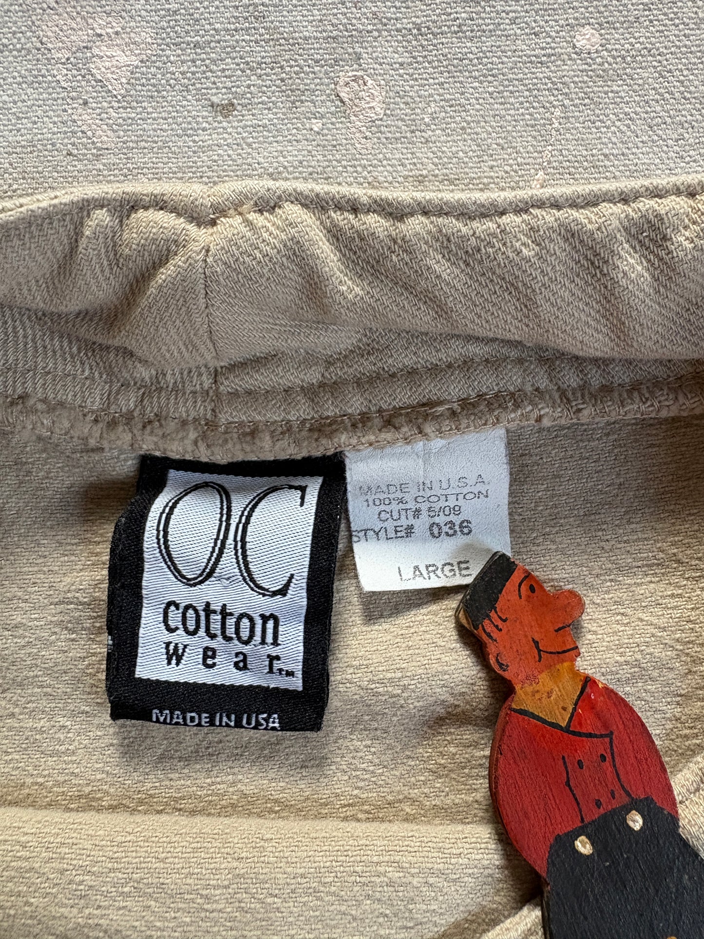 90s Mock Neck Khaki Cotton Wear Shirt