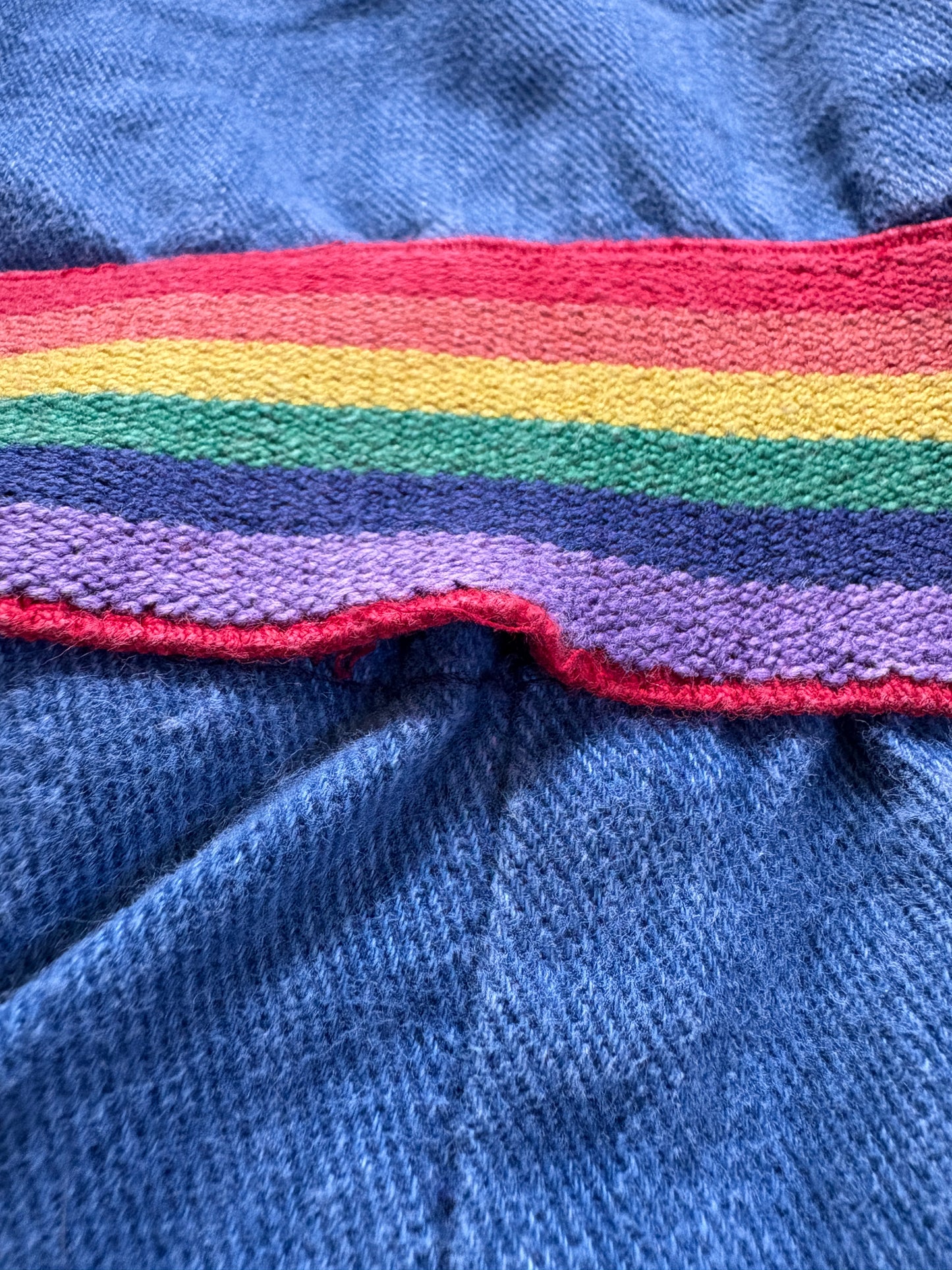 Vintage 70s Denim Jumpsuit Rainbow Detail
