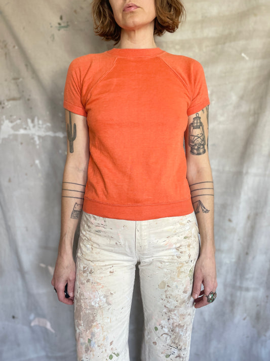 60s/70s Blank Orange Short Sleeve Sweatshirt