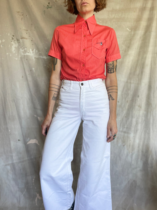 70s White Wide Leg Bells