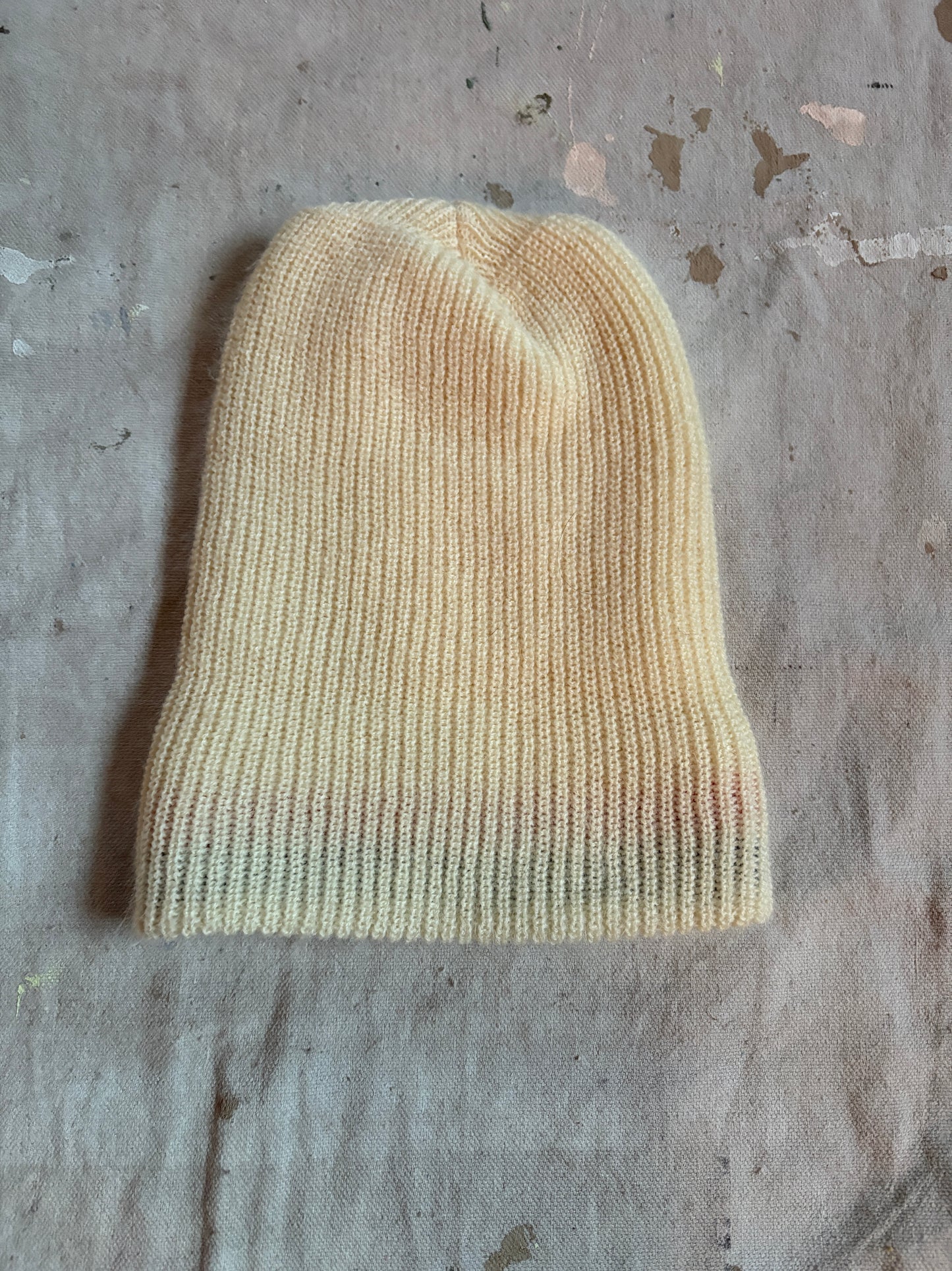 80s Ecru With Blue And Red Stripe Beanie