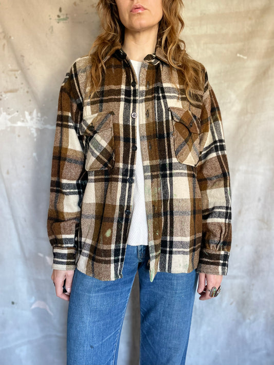 60s Big Mike Plaid Wool Shirt Jacket