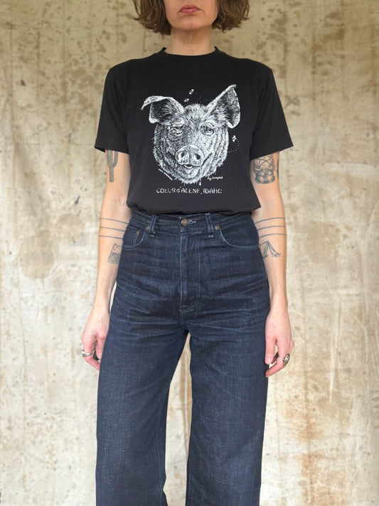 Vintage 80s Coeur D’alene Idaho Pig Tee