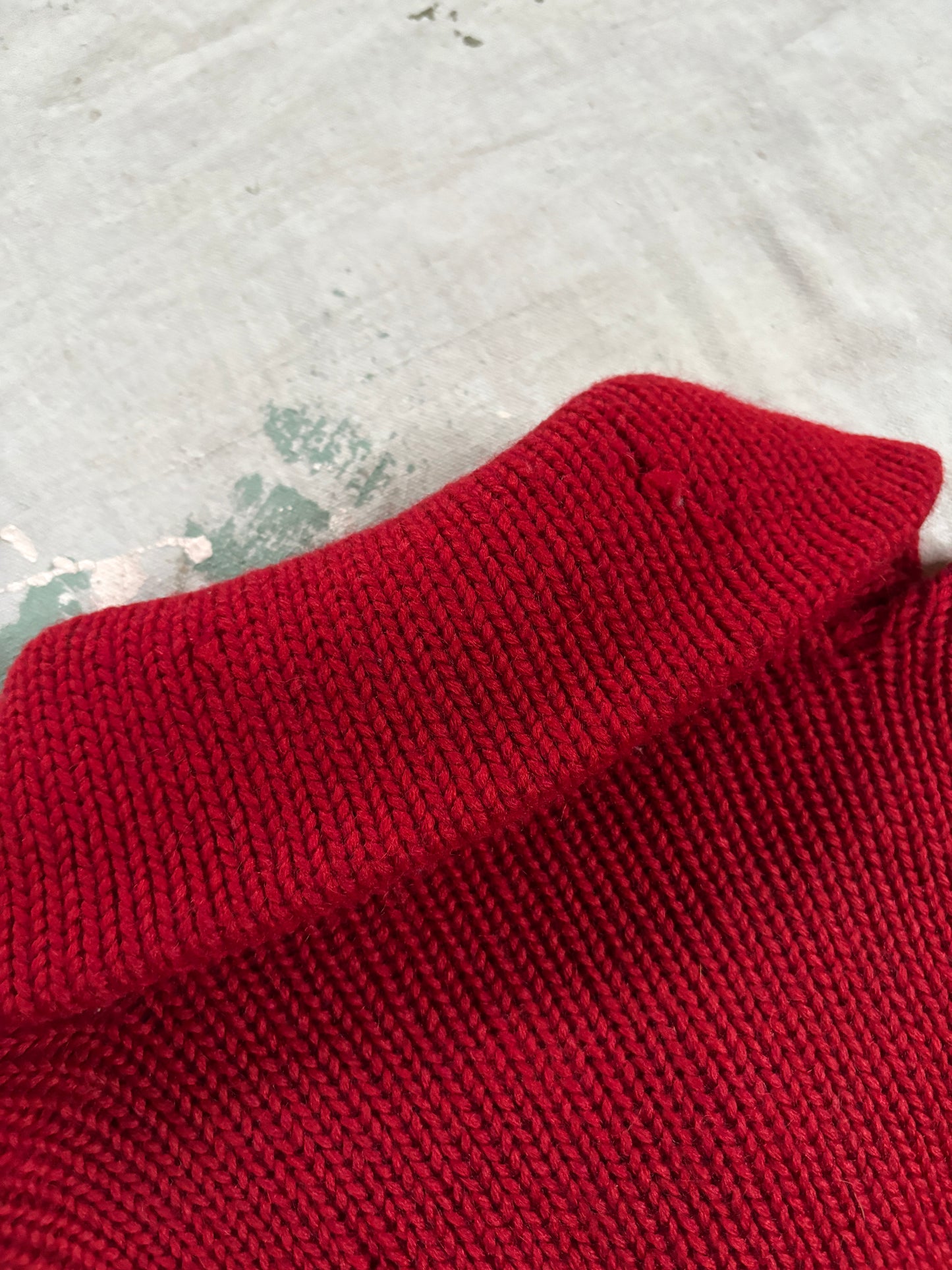 20s/30s Red Shawl Collar Collegiate Sweater