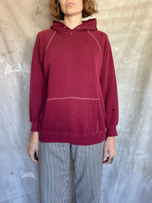 80s Blank Maroon Hoodie