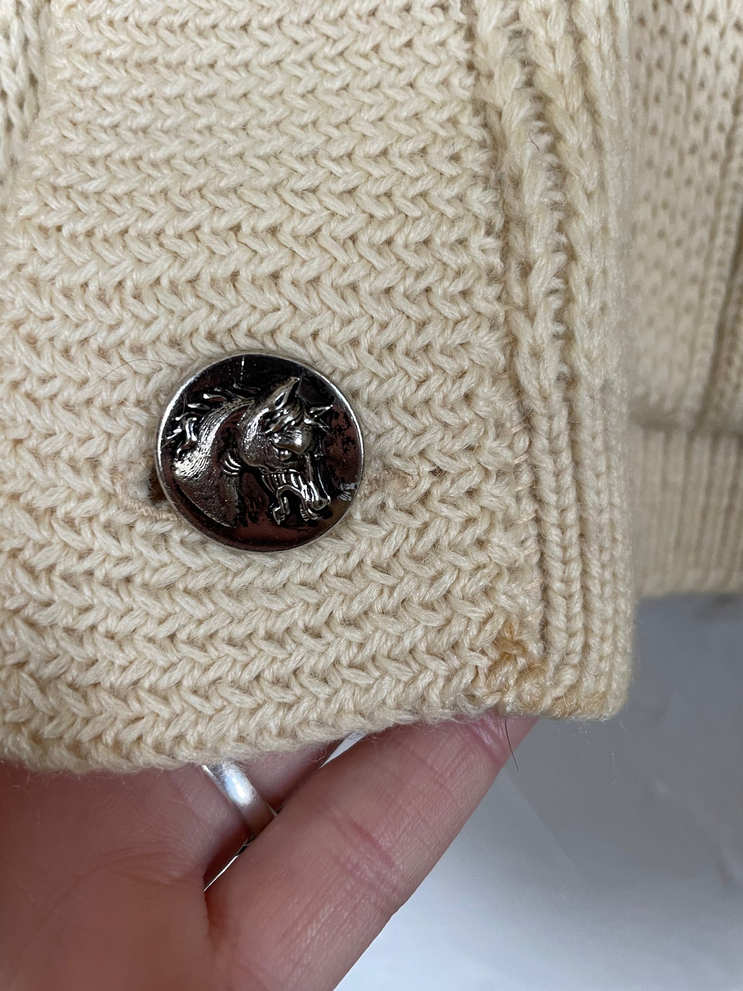 70s Shawl Collar Horse Sweater