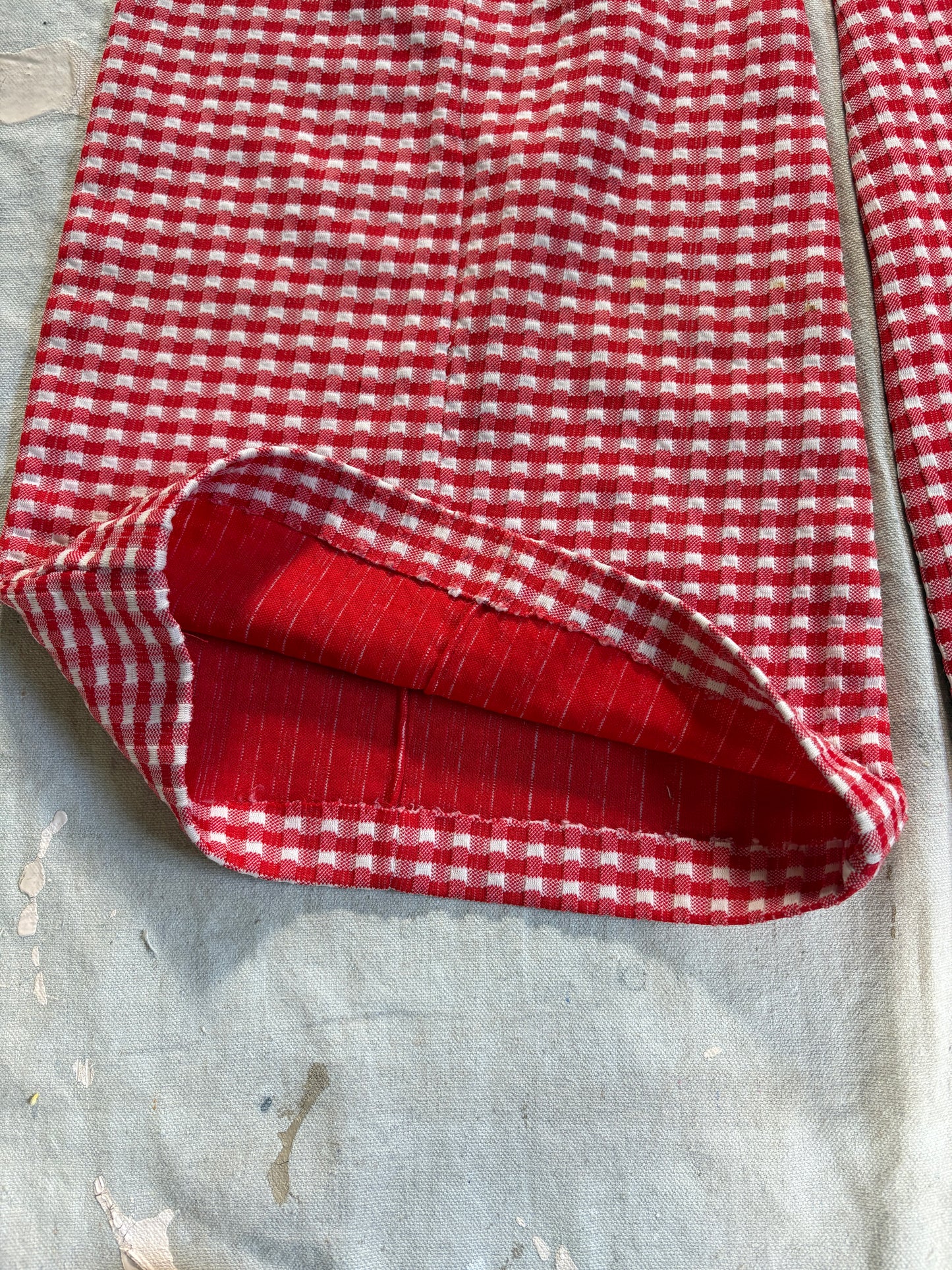 Vintage 70s Red Gingham Elephant Bell Bottom Pants