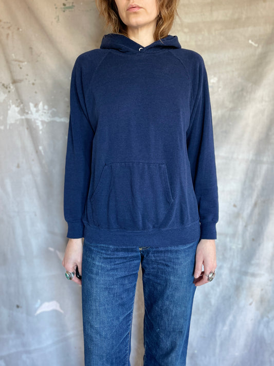 80s Blank Navy Blue Hoodie