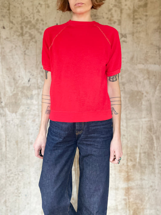 80s Blank Red Short Sleeve Sweatshirt