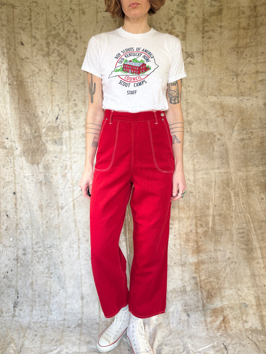 50s Red Strong Reliable Side Zip Jeans