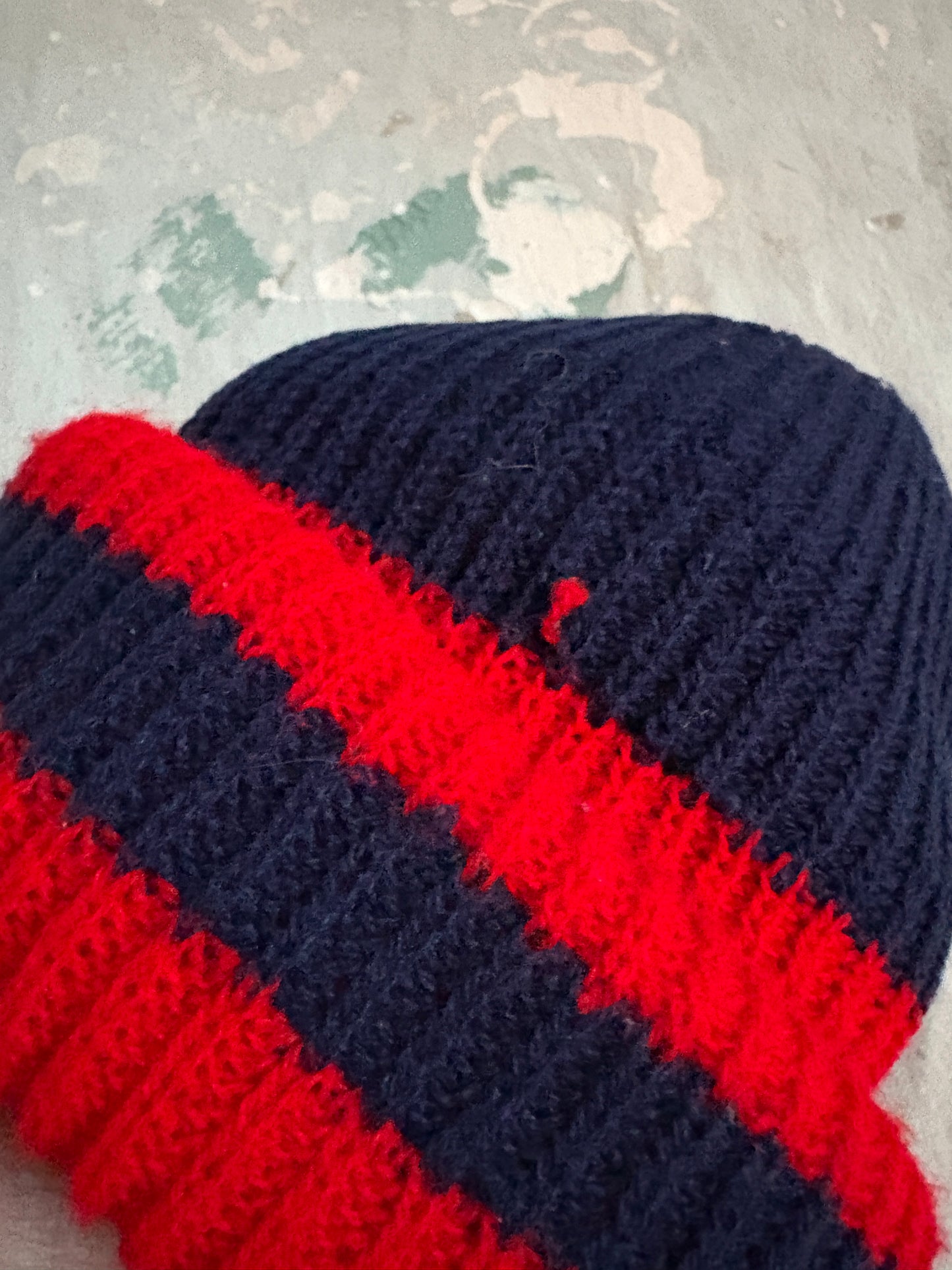 80s Navy Blue With Red Stripe Beanie