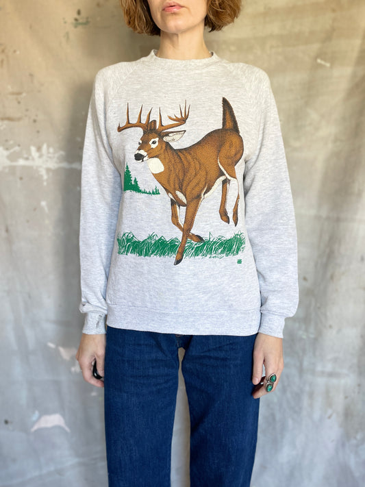80s Front And Back Deer Sweatshirt