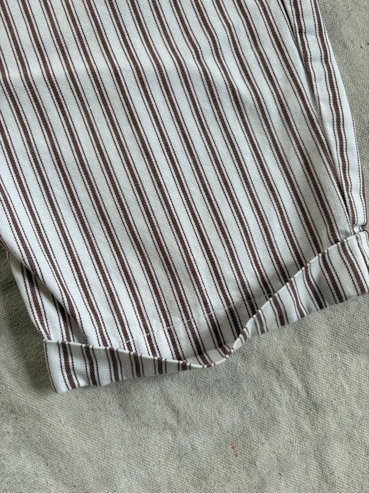80s Brown Ticking Fabric Slacks