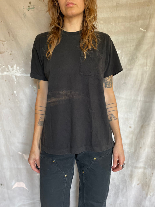 80s Blank Black Pocket Tee