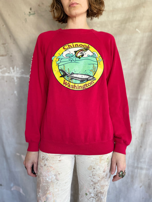 80s Chinook Washington Fishing Sweatshirt