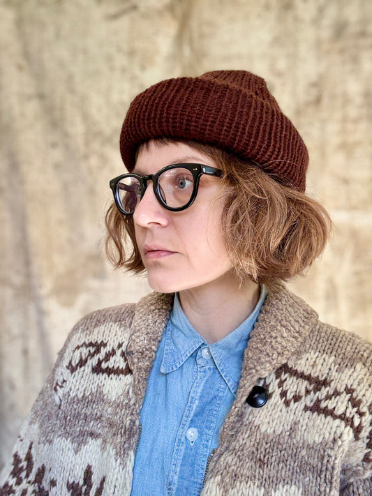 90s Hand Knit Chocolate Brown Beanie