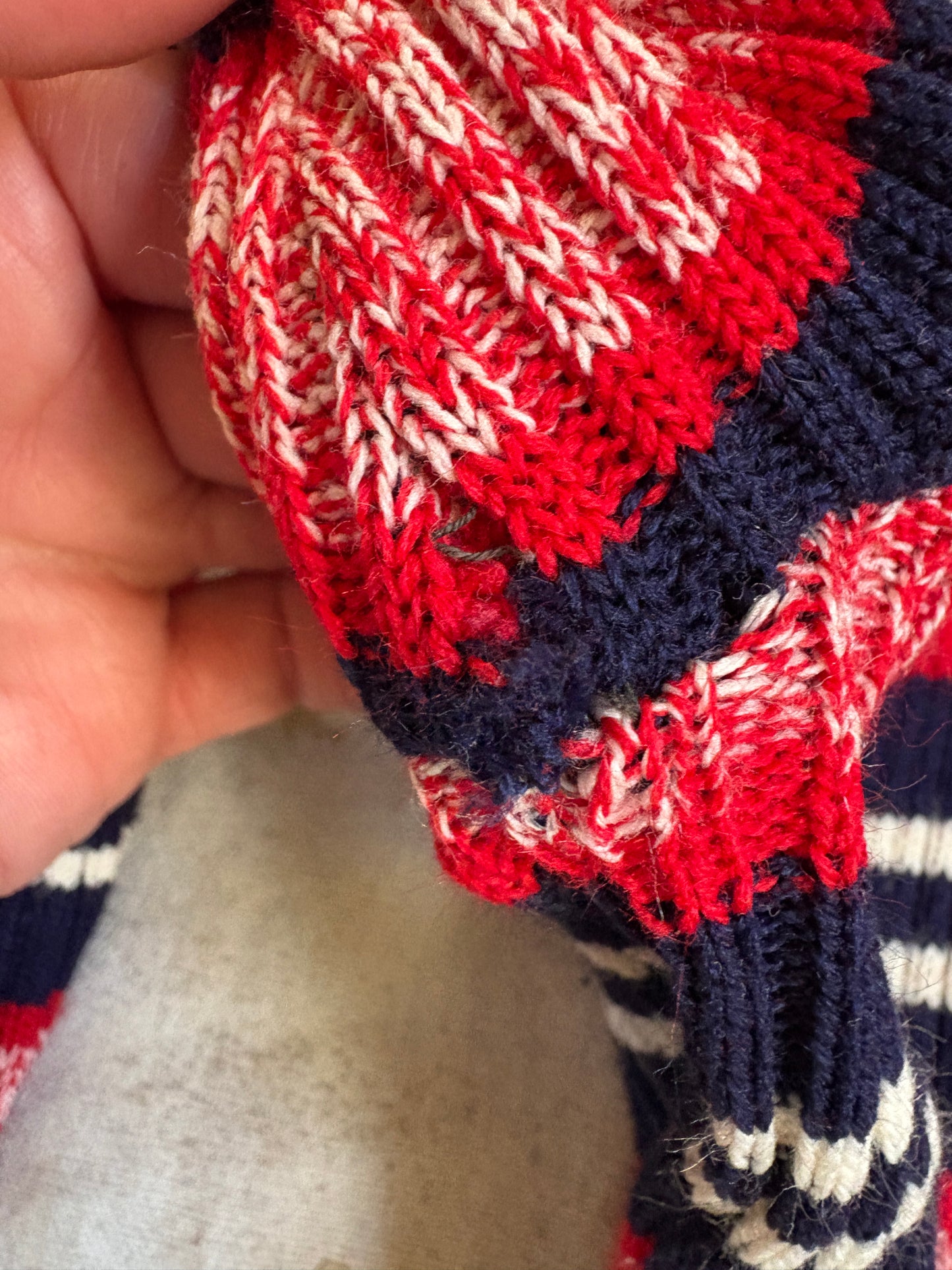 Vintage 70s Red White And Blue Space Dyed Knit Turtleneck