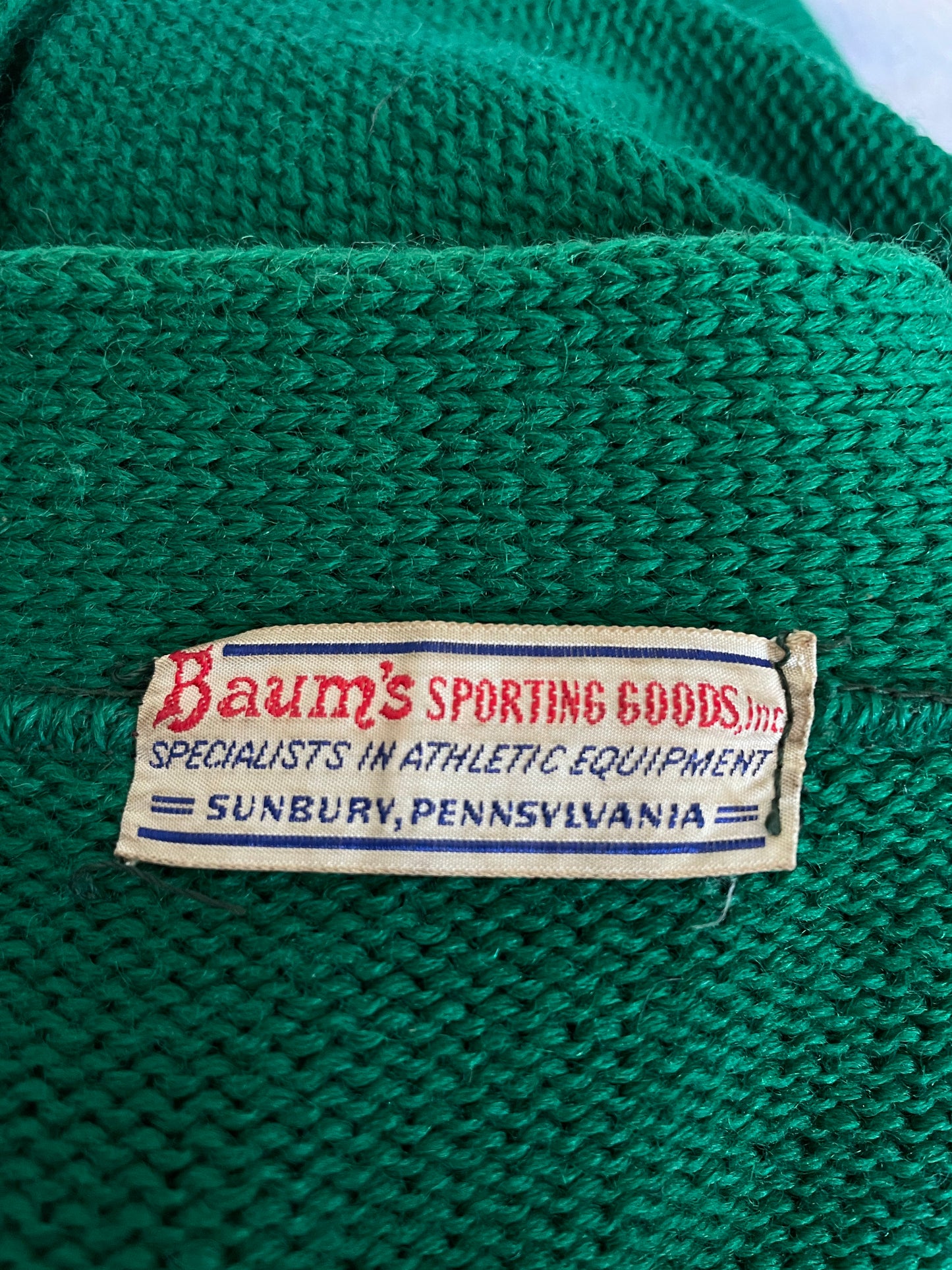 60s Kelly Green Varsity Sweater