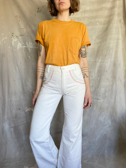 70s Rainbow Pocket Wide Leg Bell Bottoms