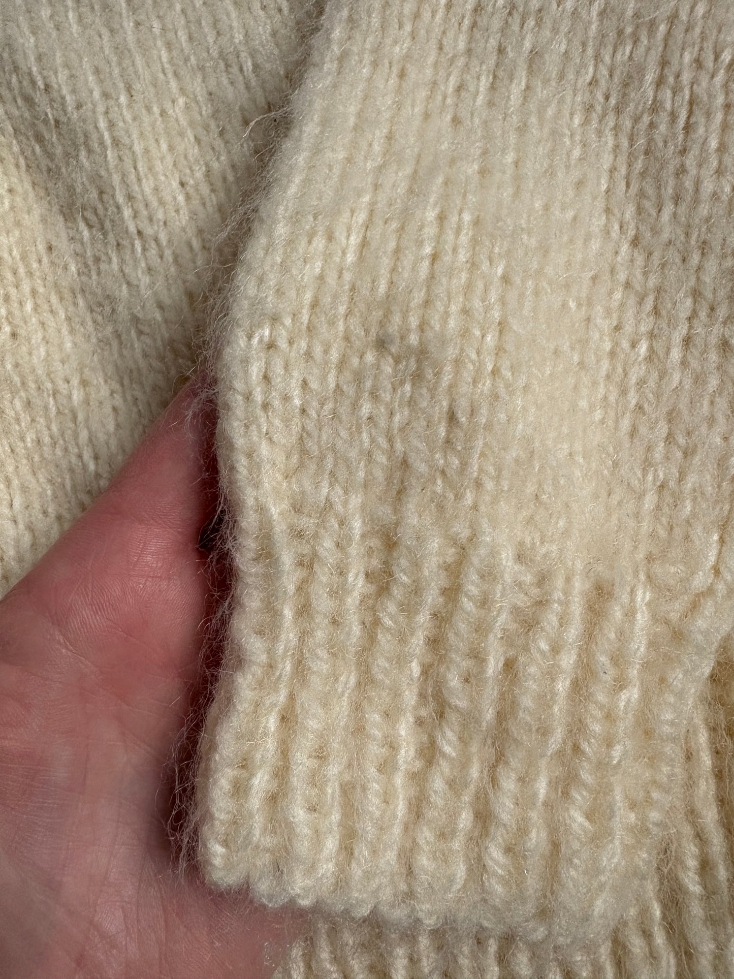 80s Hand Knit Ecru Cardigan Sweater