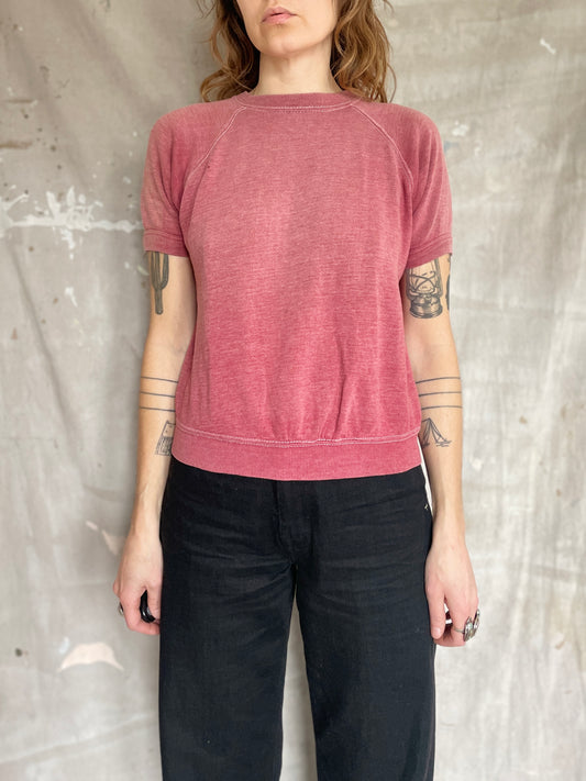 70s Blank Pink Short Sleeve Sweatshirt