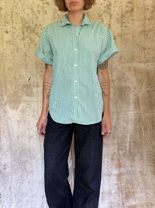 90s Striped Short Sleeve Button Down Shirt