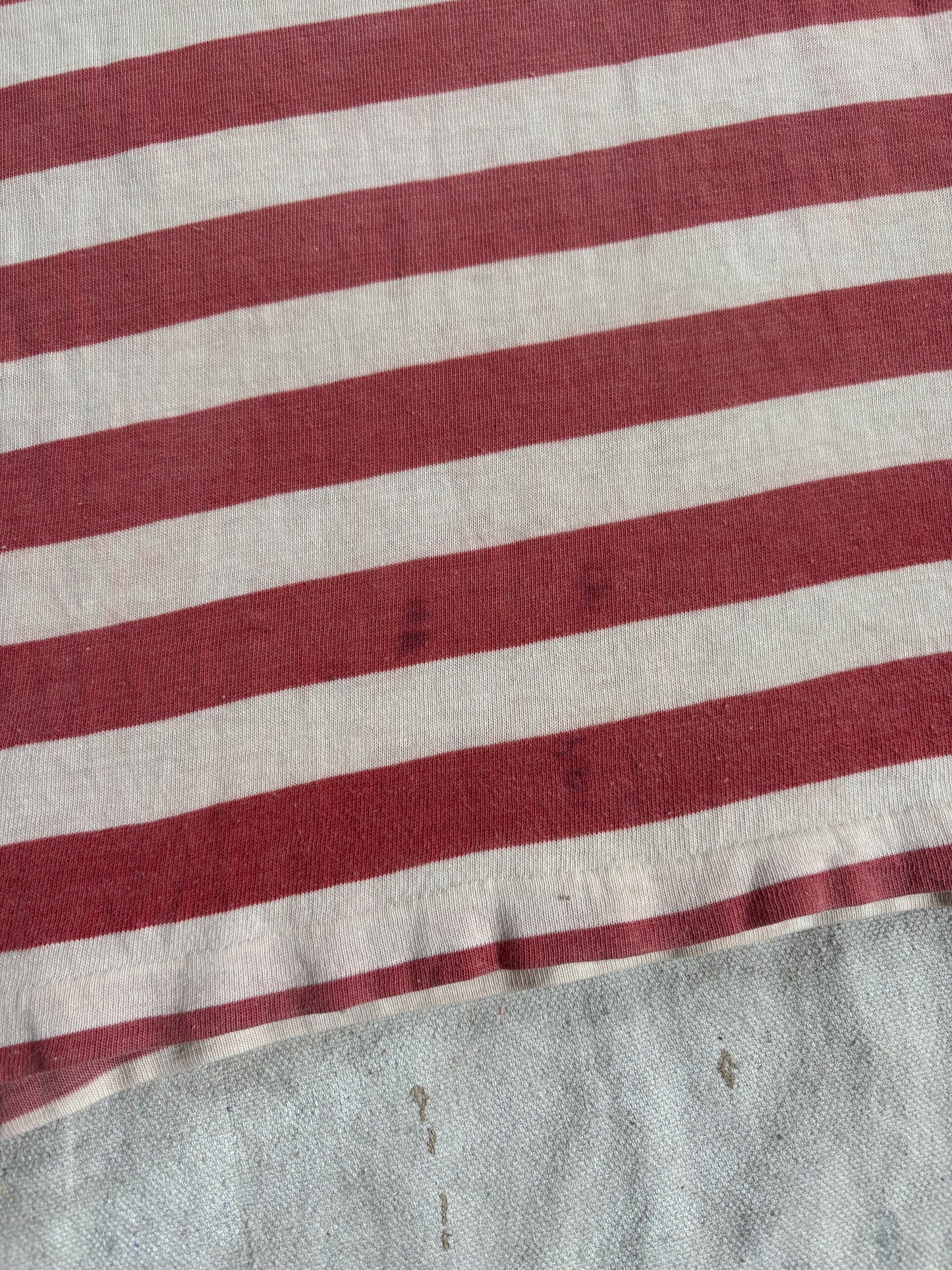 Vintage 50s Faded Red And White Stripe Tee