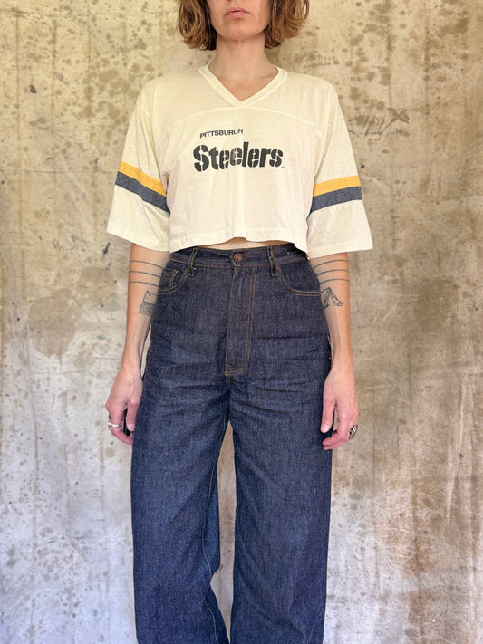 80s Pittsburg Steelers Cropped Football Tee