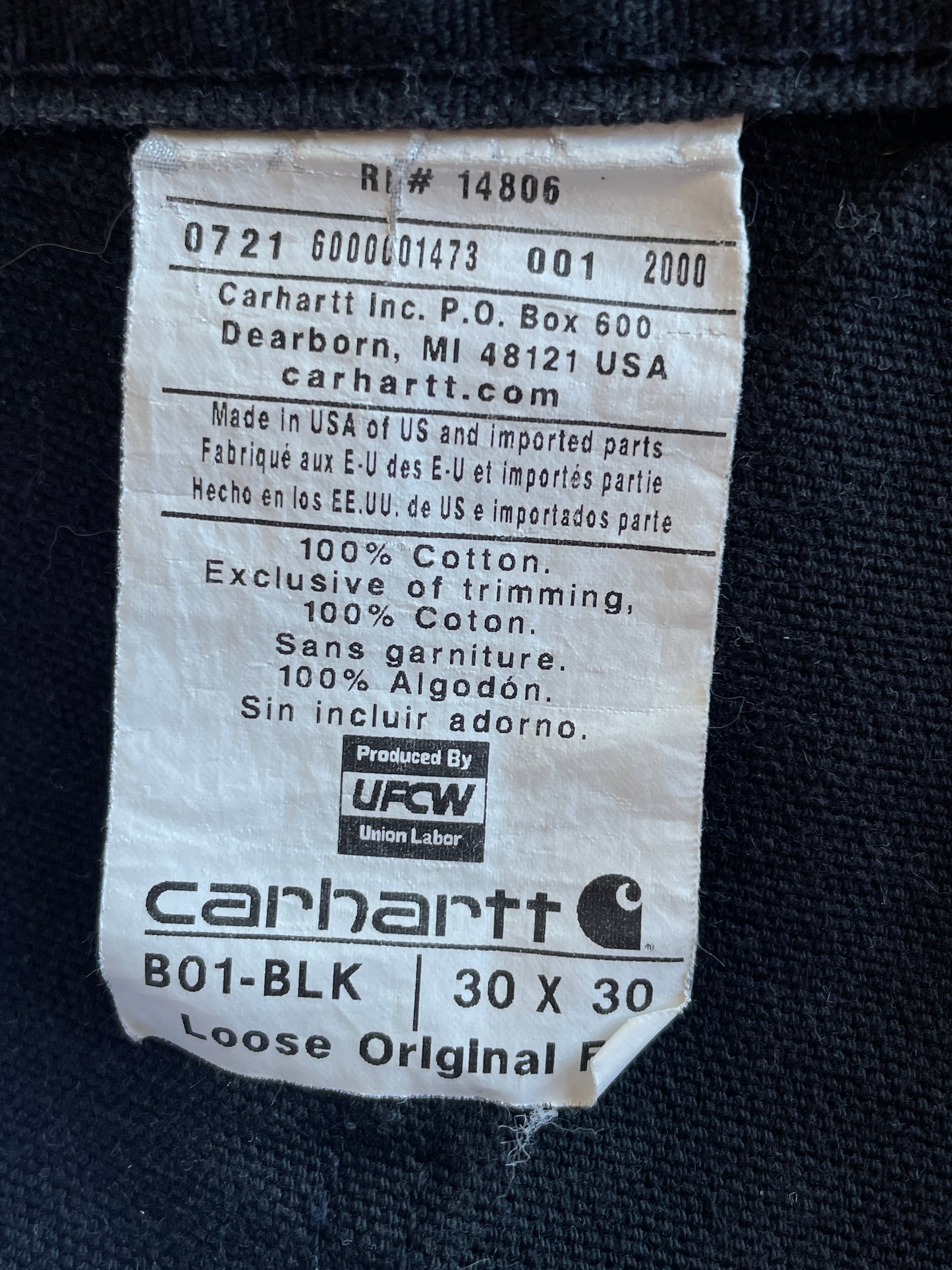90s Black Double Knee Carhartt Pants