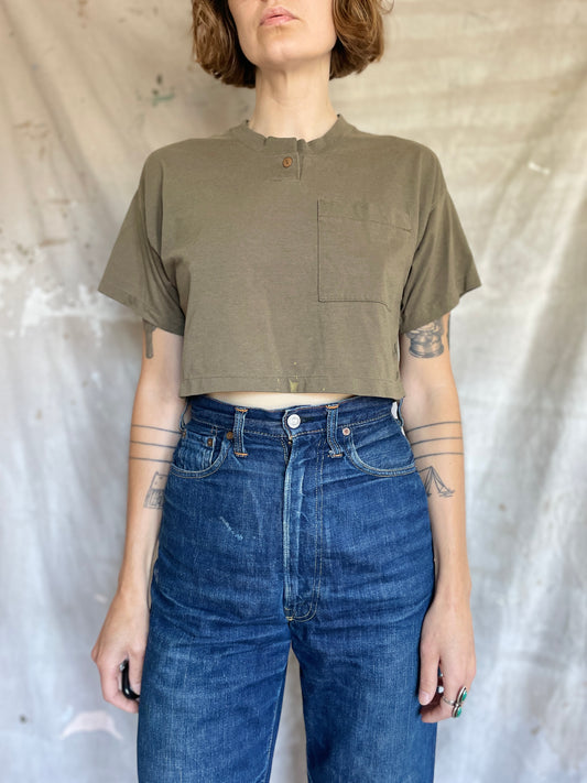 90s Olive Crop Top Tee