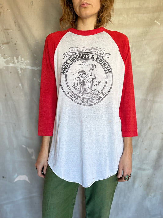 80s Winos Dingbats And Riffraff Raglan Tee
