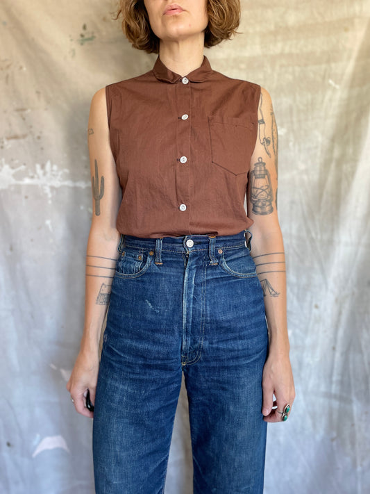 50s Brown Sleeveless Shirt
