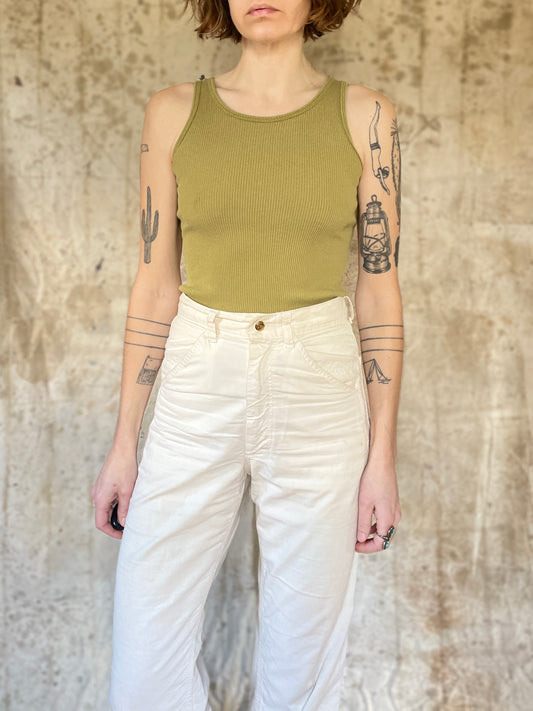 80s Avocado Green Tank Top