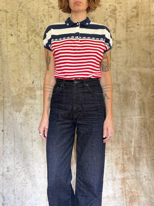 80s Jantzen Striped Sailboat Tee
