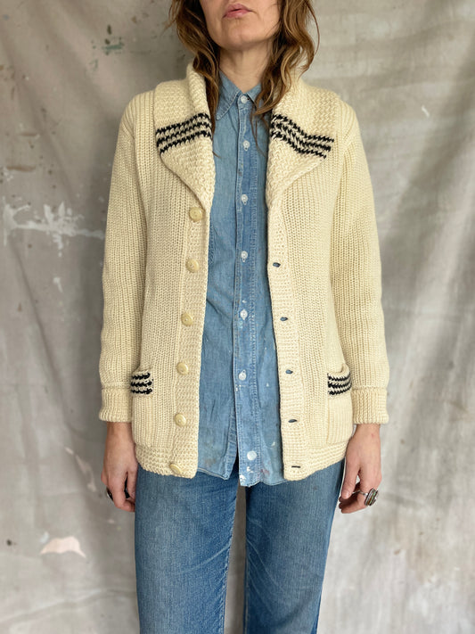 30s/40s Shawl Collar Curling Sweater