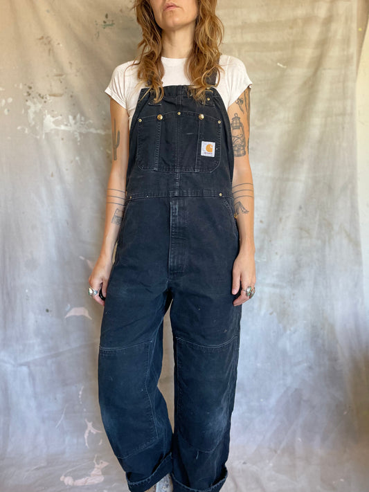 80s Black Carhartt Double Knee Overalls